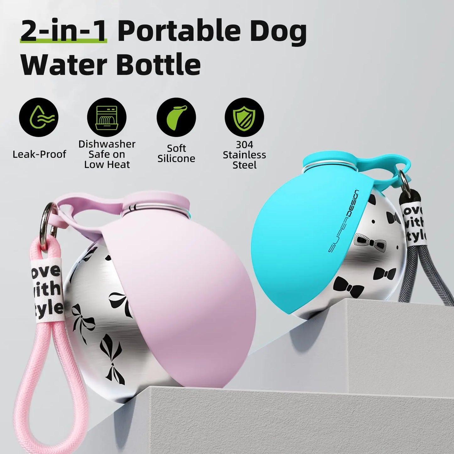 2-in-1 Tragbare Hundewasserflasche