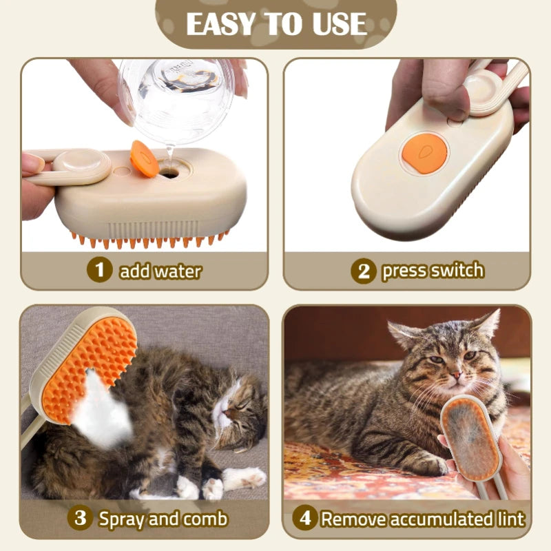 3-in-1 Dampfbürste für Hunde & Katzen